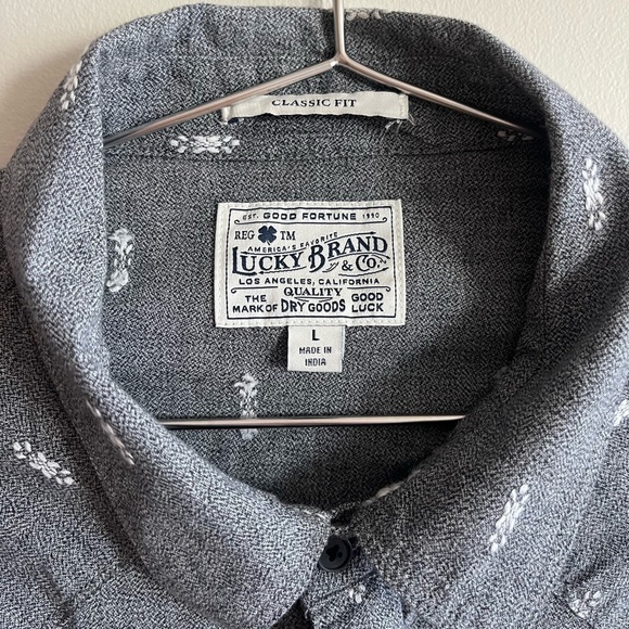 Lucky Brand Pearl Snap Shirt Men's Large Gray Western Style Classic Fit - Picture 11 of 16